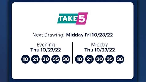 take 5 midday and evening|take 5 five winning numbers.